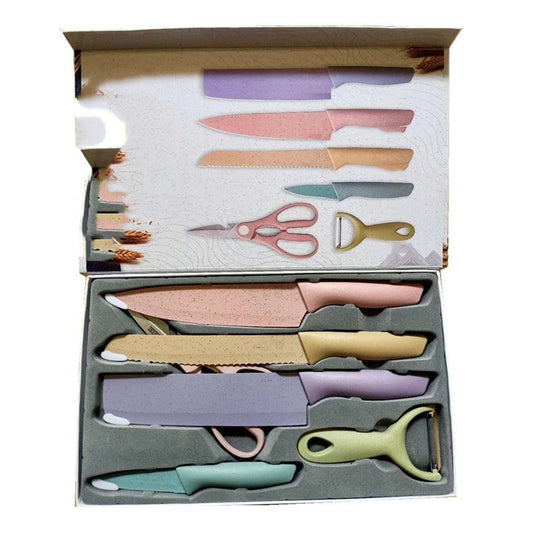 Wheat Straw 6-piece Colorful Chef Cooking Knives