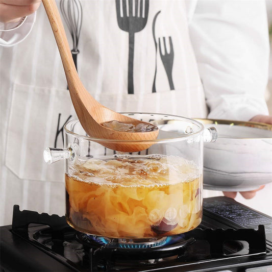 Transparent Double Ear Glass Pot For Cooking