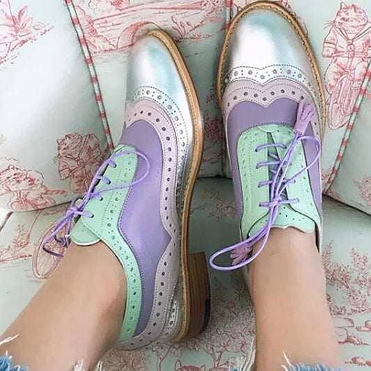 Retro Plus Size Color Matching Casual Flat Shoes
