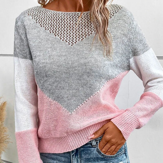 Women's Contrast Color Bottoming Pullover Sweater